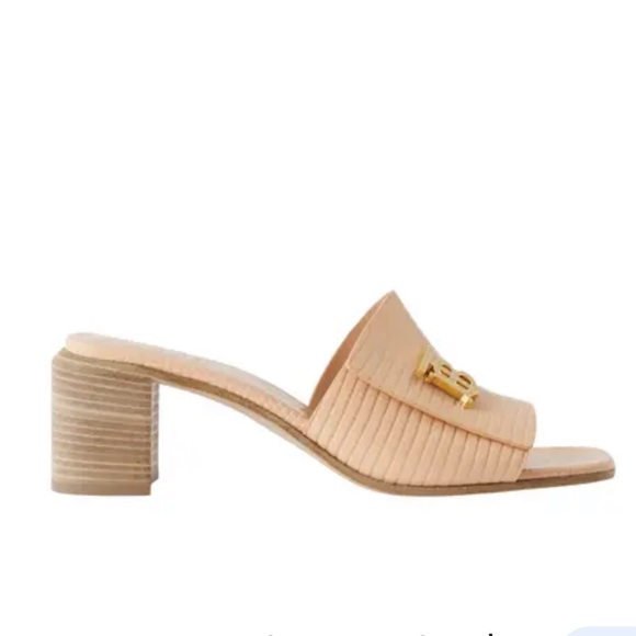 NEW Burberry leather logo lizard embossed sandal heel - Picture 1 of 10